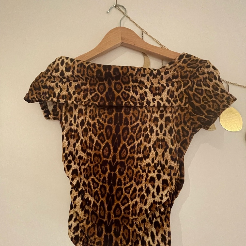 Leopard Print Off-Shoulder Top